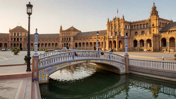 Seville Plaza de España at sunset - the heart of Andalusian romance and dating