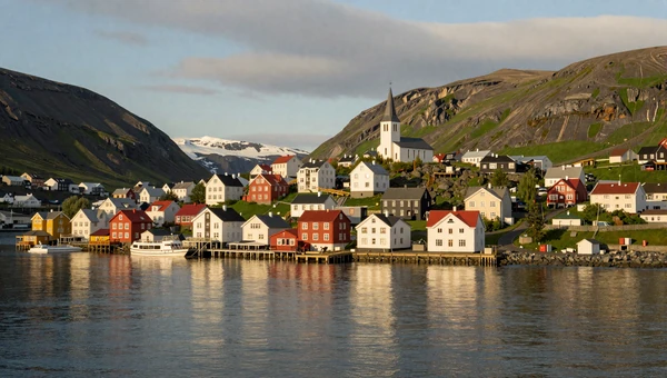 Akureyri town on Eyjafjordur fjord in northern Iceland - charming small town for authentic Icelandic dating experiences