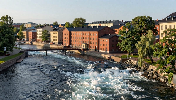 Tampere city center with Tammerkoski rapids and industrial heritage - romantic Finnish city for dating