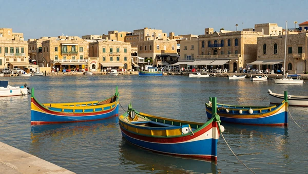 Marsaxlokk fishing village with colorful traditional luzzu boats - authentic Maltese coastal dating destination