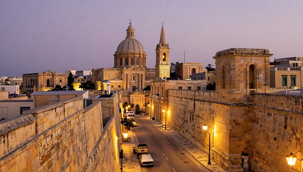 Mdina Silent City at dusk with golden medieval walls and warm lantern light - romantic historic Malta dating destination