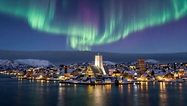 Tromsø Arctic city with northern lights - unique Norwegian dating destination above the Arctic Circle