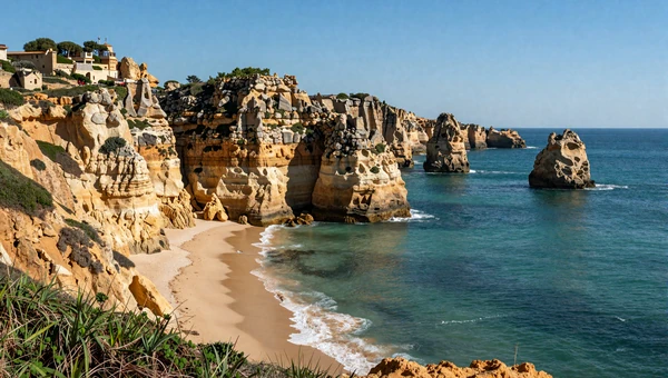 Algarve golden cliffs and turquoise coast - romantic Portugal destination for couples
