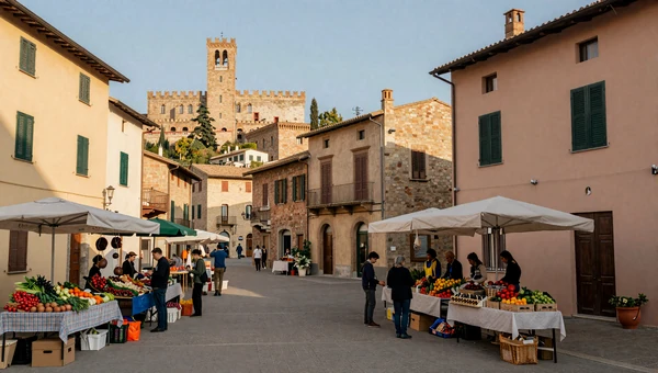 Borgo Maggiore market square with Mount Titano towers above - authentic San Marino dating destination