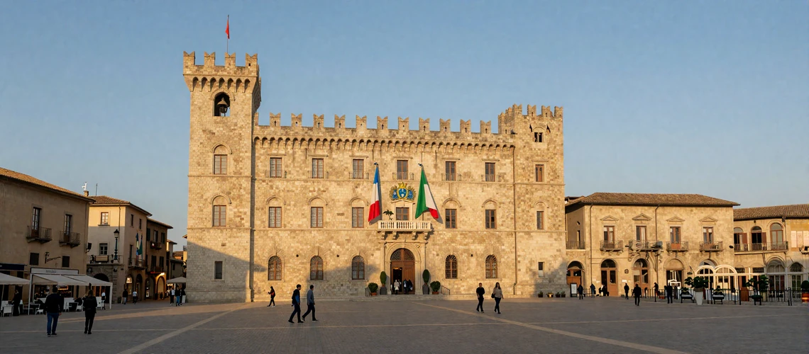 Palazzo Pubblico and Piazza della Libertà in San Marino City at golden hour - romantic setting for dating in the world's oldest republic