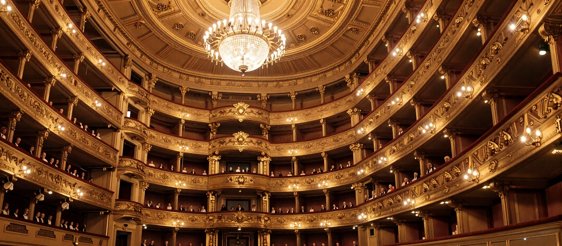 Vienna State Opera interior with ornate baroque architecture - iconic cultural setting where Austrian couples enjoy classical music together