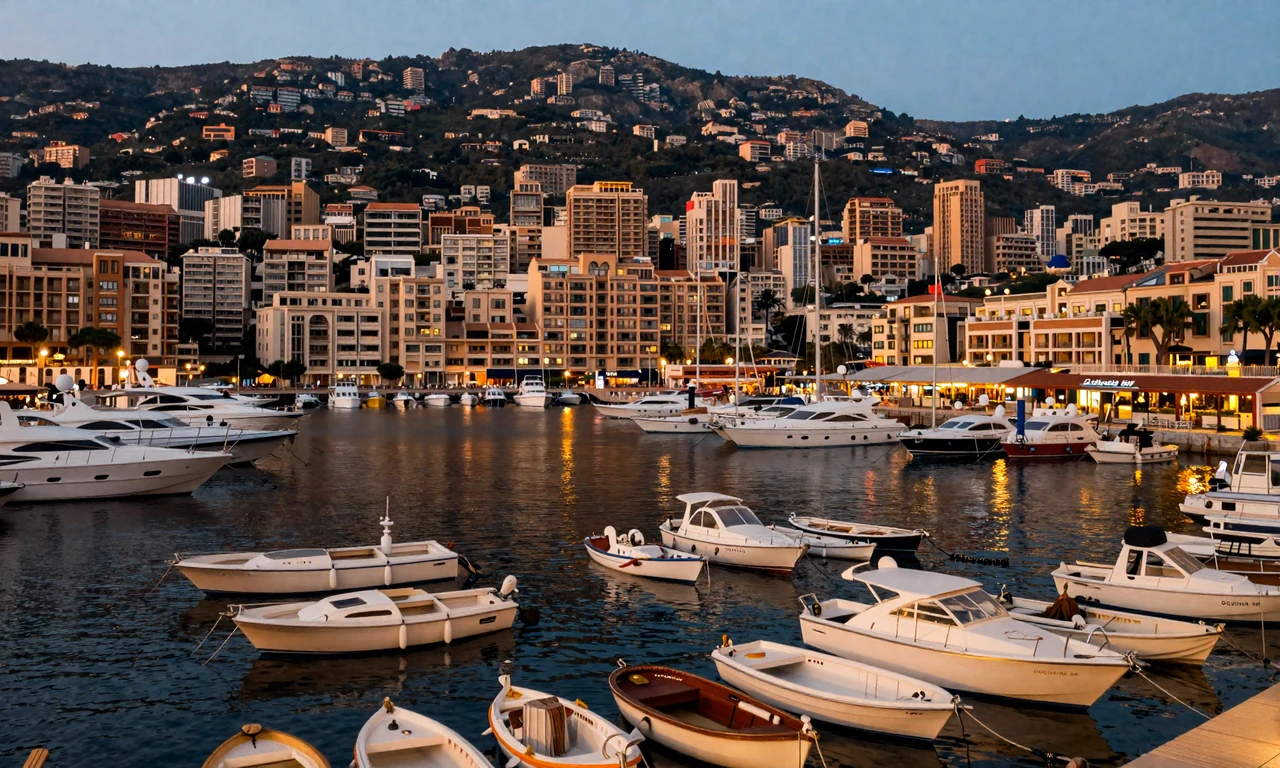 Port Hercules harbor in Monaco at twilight - authentic local setting for meeting Monacan women