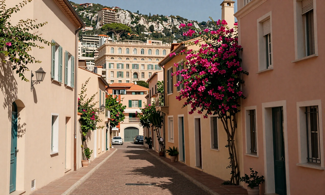 Monaco-Ville old town with cobblestone streets and pastel buildings - historic heart of Monegasque culture