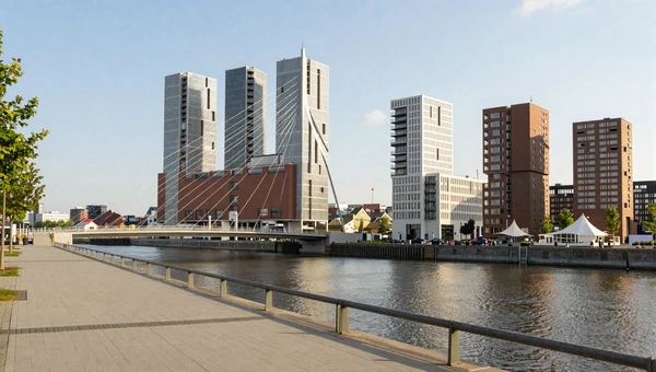 Rotterdam modern skyline with Erasmus Bridge - innovative Dutch city for dating
