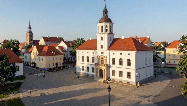Kaunas Old Town with white Town Hall and pastel merchant houses - Lithuania's cultural capital for dating