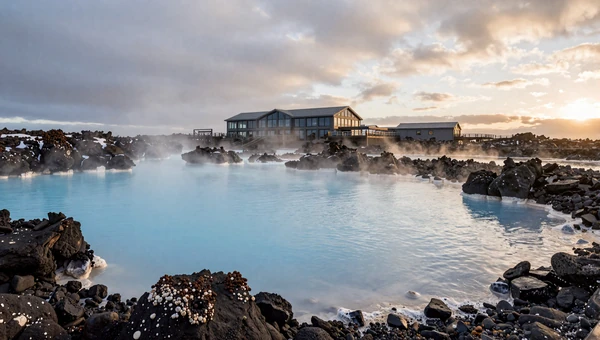 Blue Lagoon geothermal spa in Iceland with turquoise water and volcanic rock - iconic romantic destination for Icelandic dating